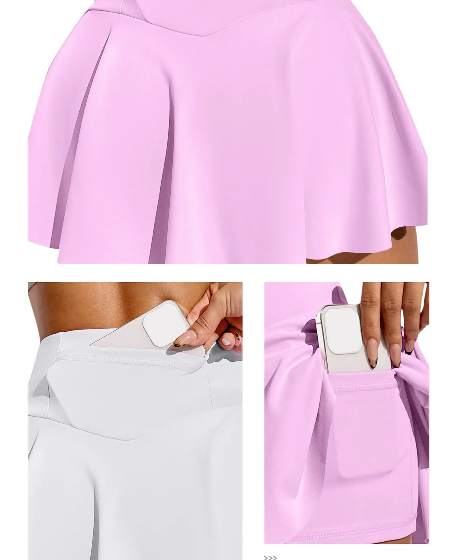 Women's Pink Anti-Exposure Yoga Shorts with 2 Pockets — feature 8