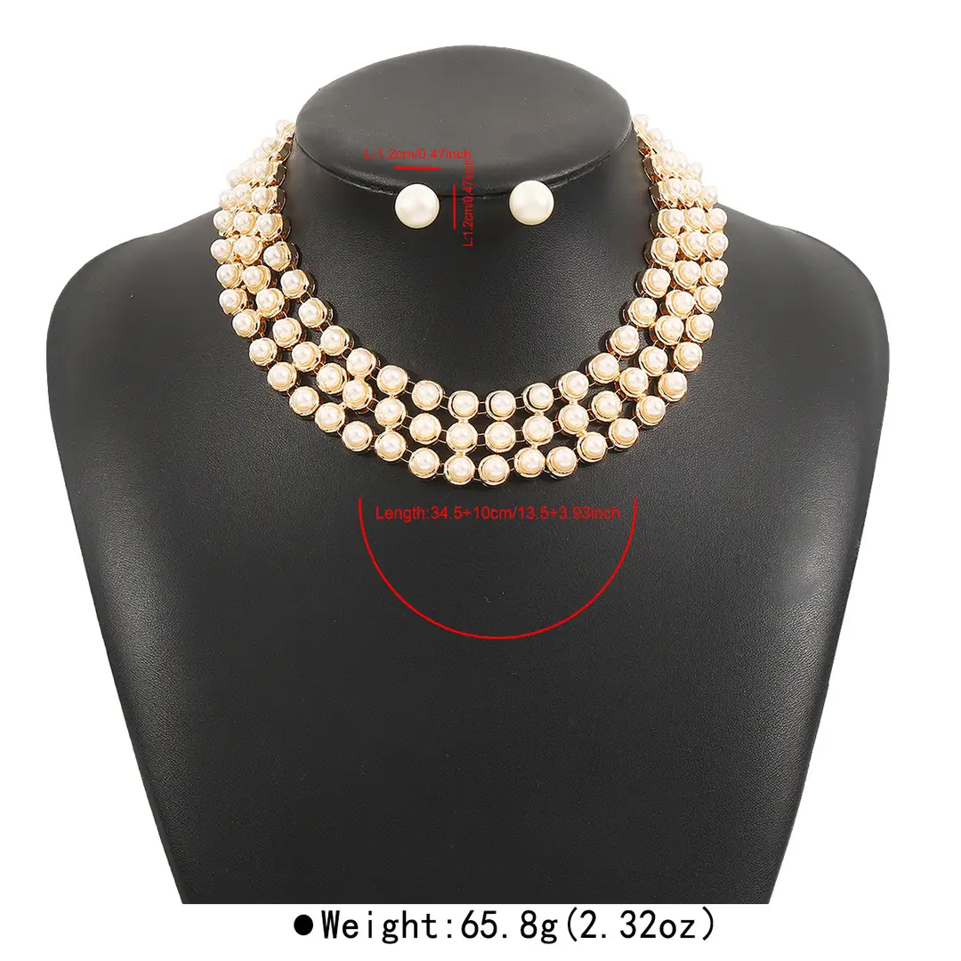N12427 Exaggerated Wide Edition Gold Strap Diamond Neck Chain Light Luxury Niche Temperament Geometric Heavy Industry Jewelry suit — feature 15