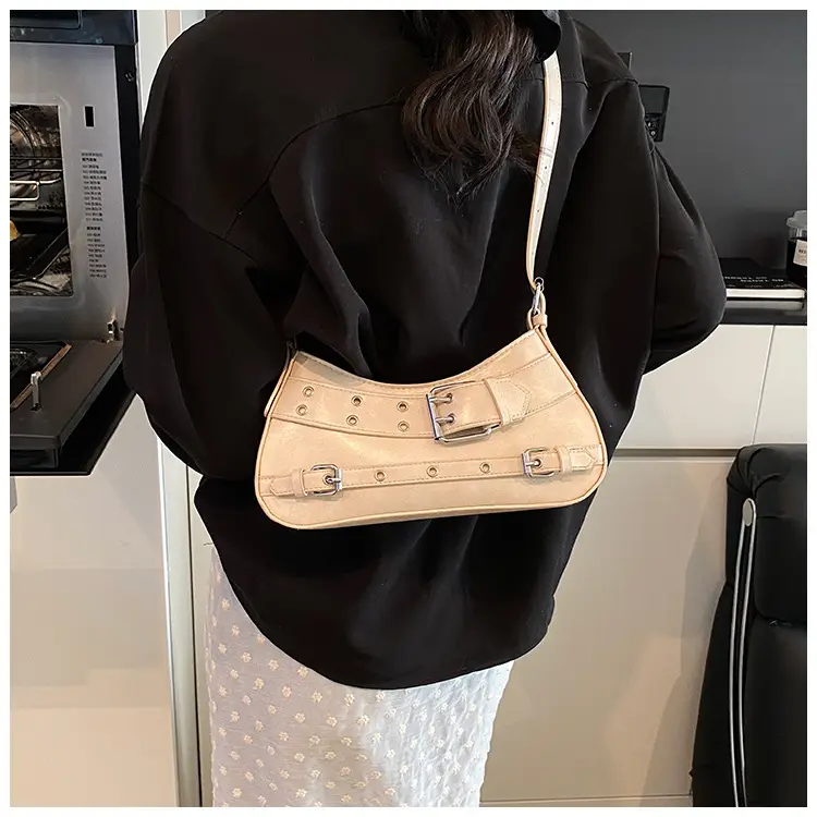 Women's Vintage Belt Buckle Crossbody Bag Beige 2025 — feature 15