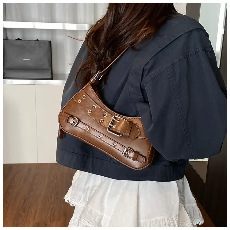 Women's Vintage Belt Buckle Crossbody Bag Beige 2025 — feature 9