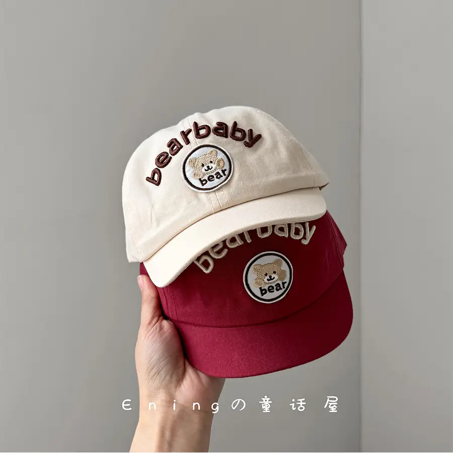 White Bearbaby Baseball Cap for Kids Spring Autumn
