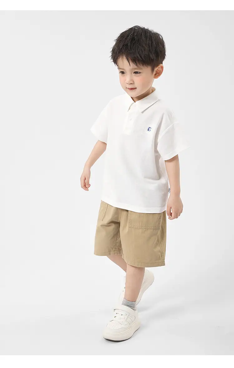 Boys Antibacterial POLO T-Shirt Grey Short Sleeve — feature 20