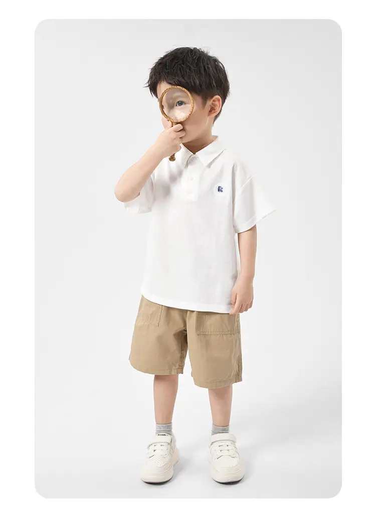 Boys Antibacterial POLO T-Shirt Grey Short Sleeve — feature 21