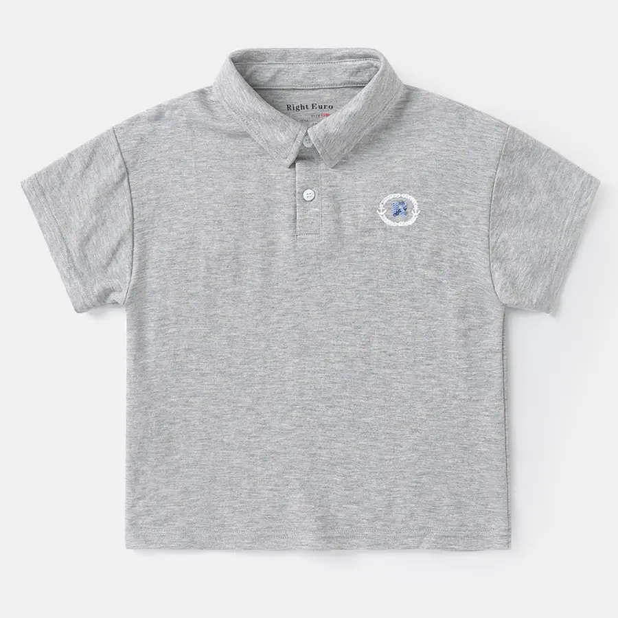 Boys Antibacterial POLO T-Shirt Grey Short Sleeve - Image 2