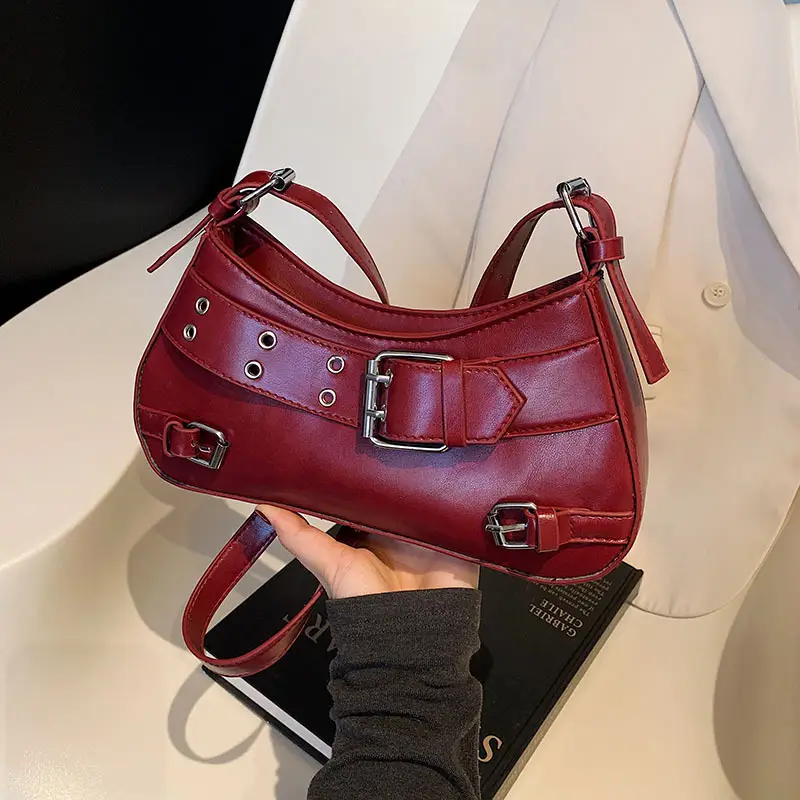 Red Rivet Crossbody Bag for Women 2025 - Image 2