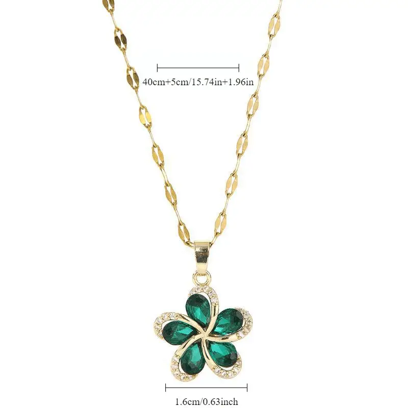 Green Snowflake Titanium Necklace for Women β feature 10