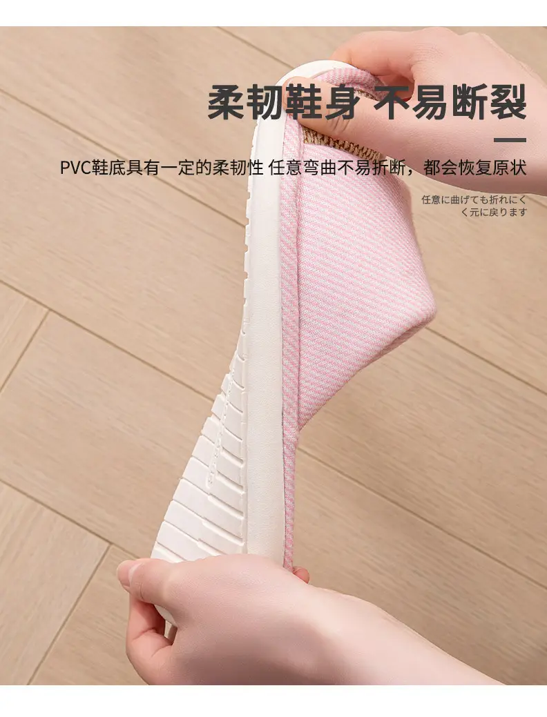 Linen slippers men's spring and autumn wholesale bear cotton linen mute soft bottom indoor breathable fabric slippers women's four seasons — feature 8
