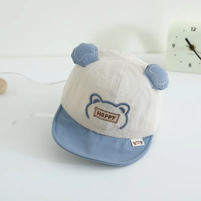 Baby's Cartoon Embroidered Cap Blue White Spring Autumn - Image 6