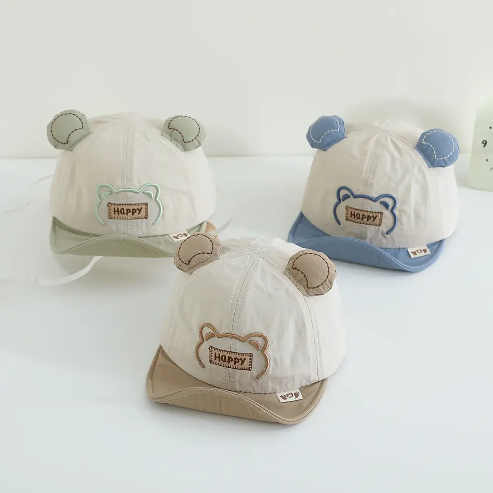 Baby's Cartoon Embroidered Cap Blue White Spring Autumn — feature 10