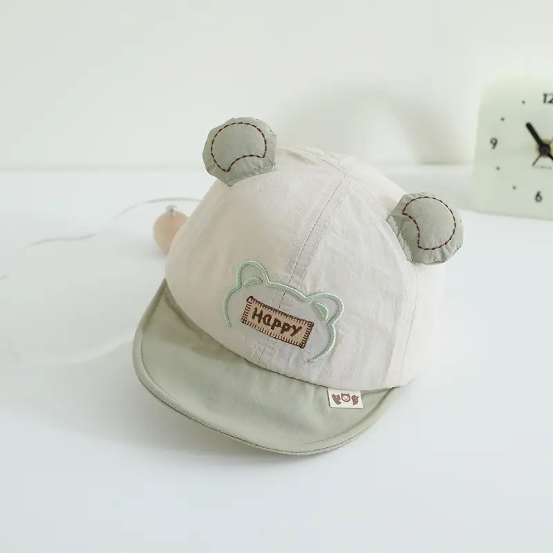 Baby's Cartoon Embroidered Cap Blue White Spring Autumn - Image 2