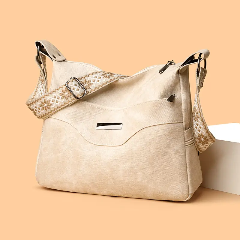 Grey PU Leather Crossbody Bag for Women
