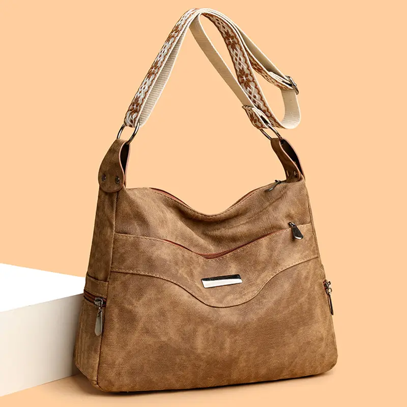 Grey PU Leather Crossbody Bag for Women