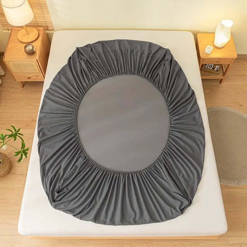 Cross-Border Temu Amazon Solid Color Fitted Sheet Three-Piece Set Brushed Mattress Protector Dustproof Bed Cover Wholesale