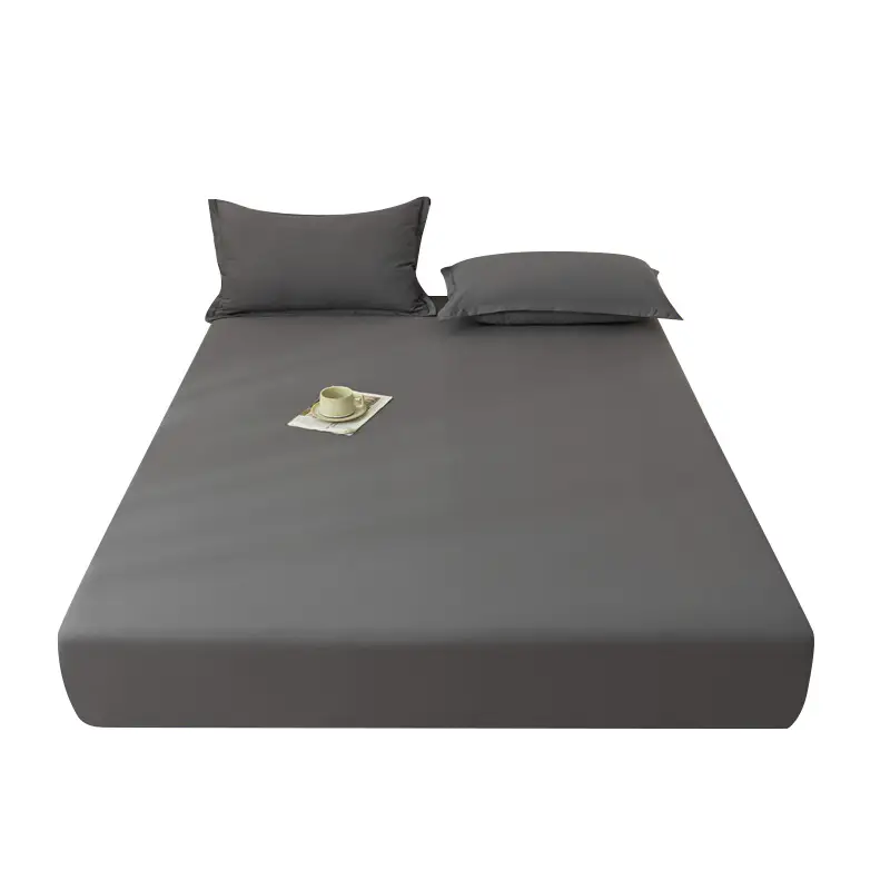 Cross-Border Temu Amazon Solid Color Fitted Sheet Three-Piece Set Brushed Mattress Protector Dustproof Bed Cover Wholesale
