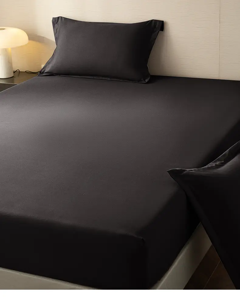Cross-Border Temu Amazon Solid Color Fitted Sheet Three-Piece Set Brushed Mattress Protector Dustproof Bed Cover Wholesale — feature 4