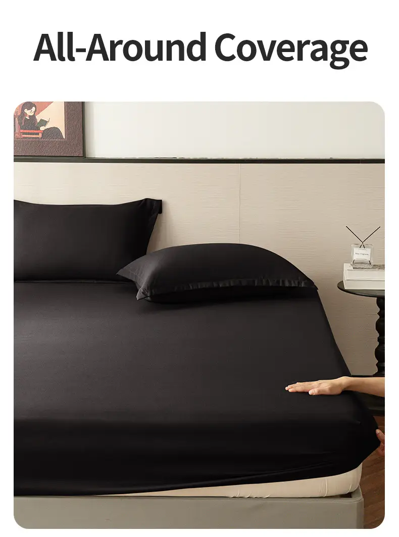 Cross-Border Temu Amazon Solid Color Fitted Sheet Three-Piece Set Brushed Mattress Protector Dustproof Bed Cover Wholesale — feature 7