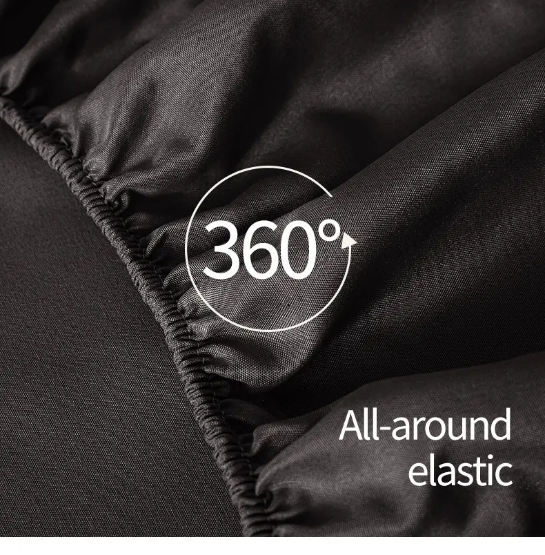 Cross-Border Temu Amazon Solid Color Fitted Sheet Three-Piece Set Brushed Mattress Protector Dustproof Bed Cover Wholesale — feature 9
