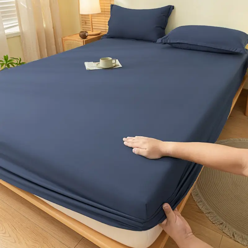 Cross-Border Temu Amazon Solid Color Fitted Sheet Three-Piece Set Brushed Mattress Protector Dustproof Bed Cover Wholesale