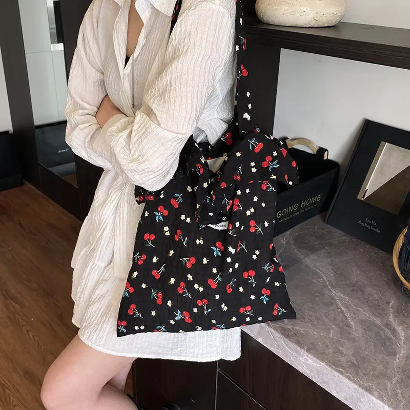 Fairy Cherry Floral Mesh Shoulder Bag Large Capacity - Image 5