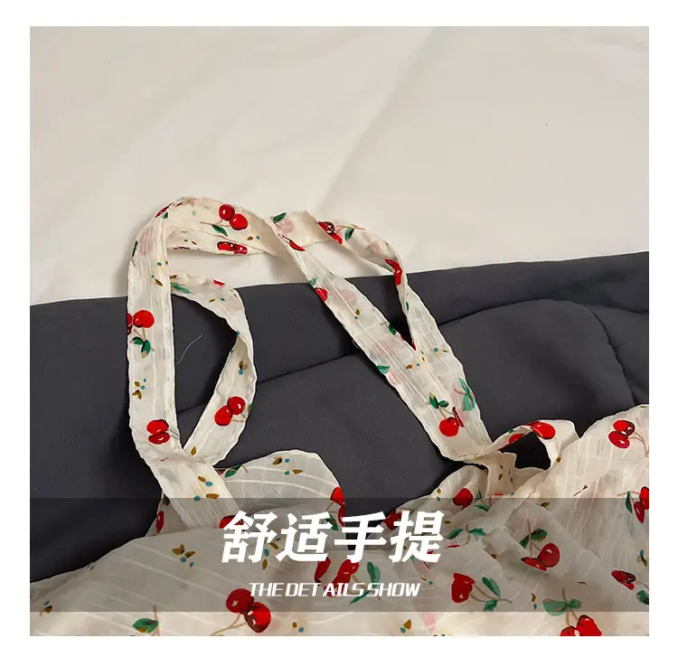 Fairy Cherry Floral Mesh Shoulder Bag Large Capacity — feature 10