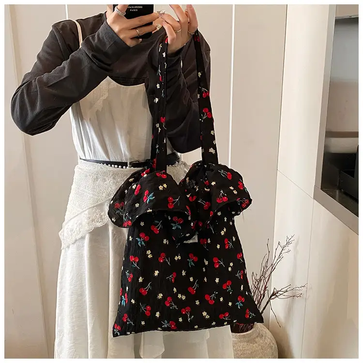 Fairy Cherry Floral Mesh Shoulder Bag Large Capacity — feature 11