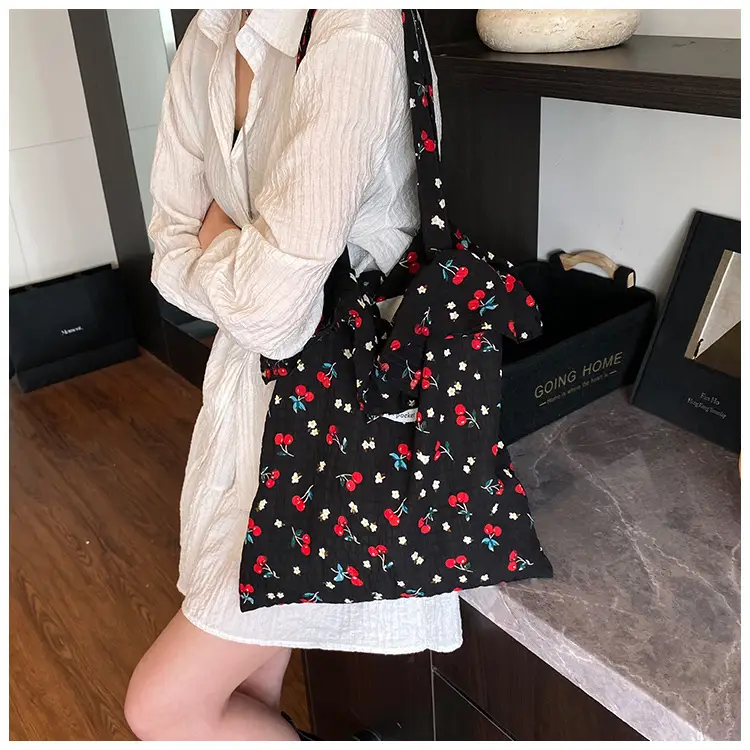 Fairy Cherry Floral Mesh Shoulder Bag Large Capacity — feature 15