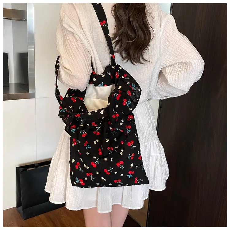 Fairy Cherry Floral Mesh Shoulder Bag Large Capacity — feature 18