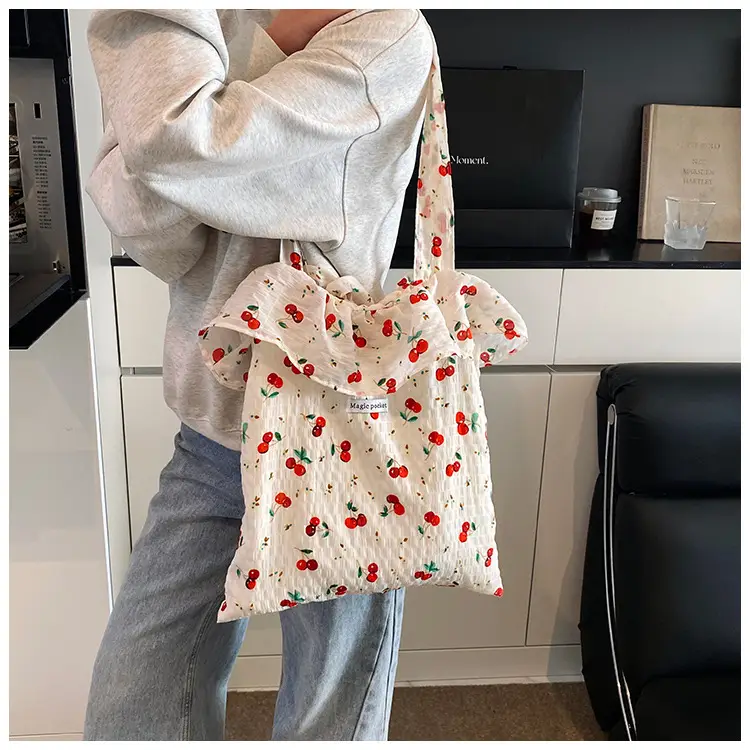 Fairy Cherry Floral Mesh Shoulder Bag Large Capacity — feature 21