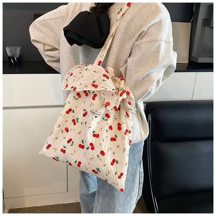 Fairy Cherry Floral Mesh Shoulder Bag Large Capacity — feature 22