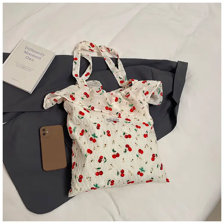 Fairy Cherry Floral Mesh Shoulder Bag Large Capacity — feature 25