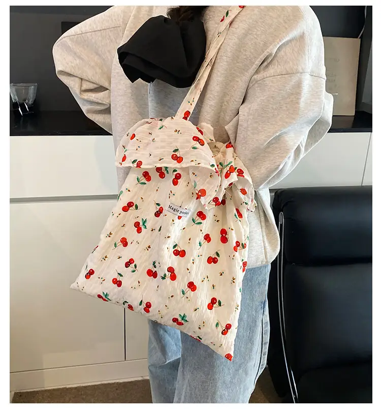 Fairy Cherry Floral Mesh Shoulder Bag Large Capacity — feature 3