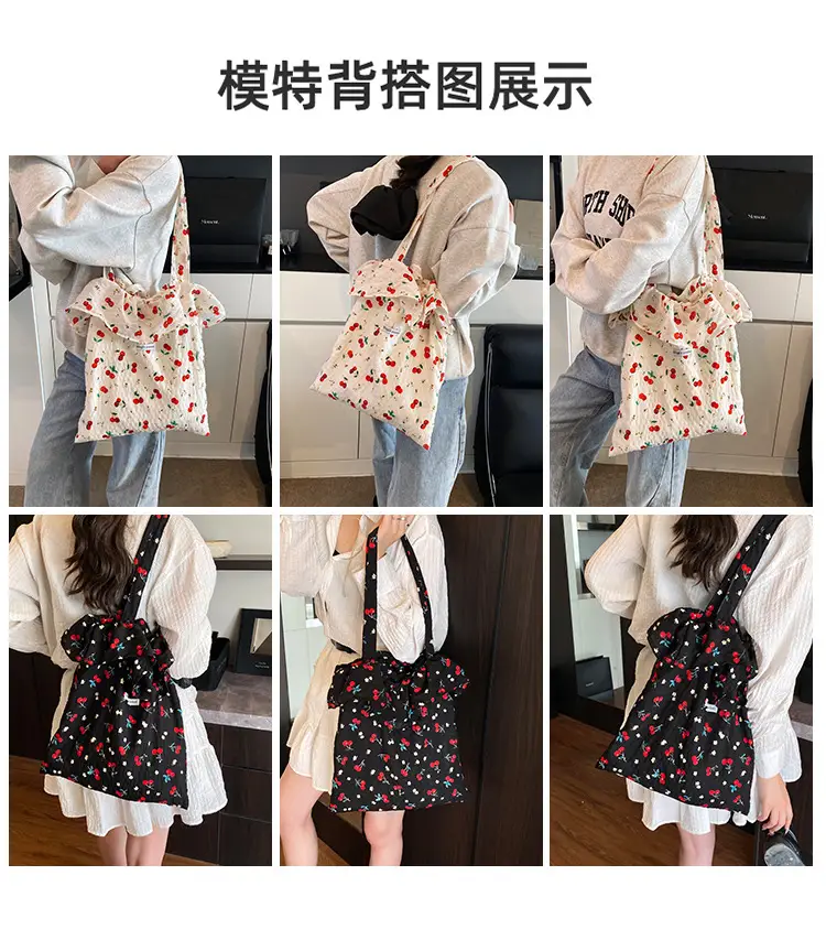 Fairy Cherry Floral Mesh Shoulder Bag Large Capacity — feature 4