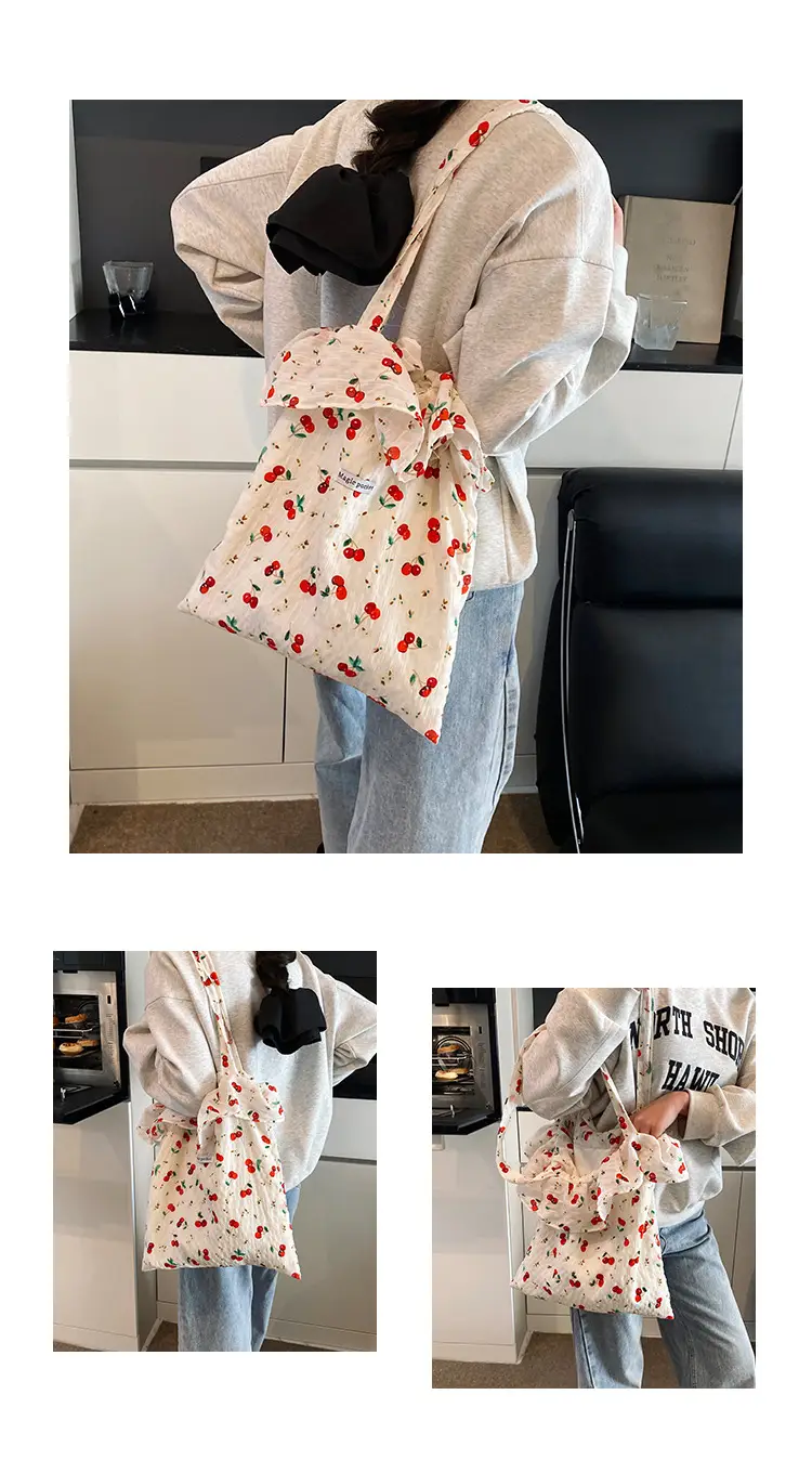 Fairy Cherry Floral Mesh Shoulder Bag Large Capacity — feature 5