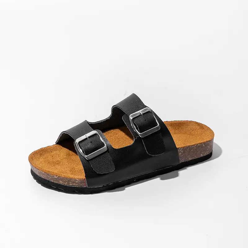 Cross-Border Export Slippers for Women 2025 Spring and Summer New Round Toe Cork Bottom Double Buckle One-Line Outer Wear Beach Sandals - Image 8