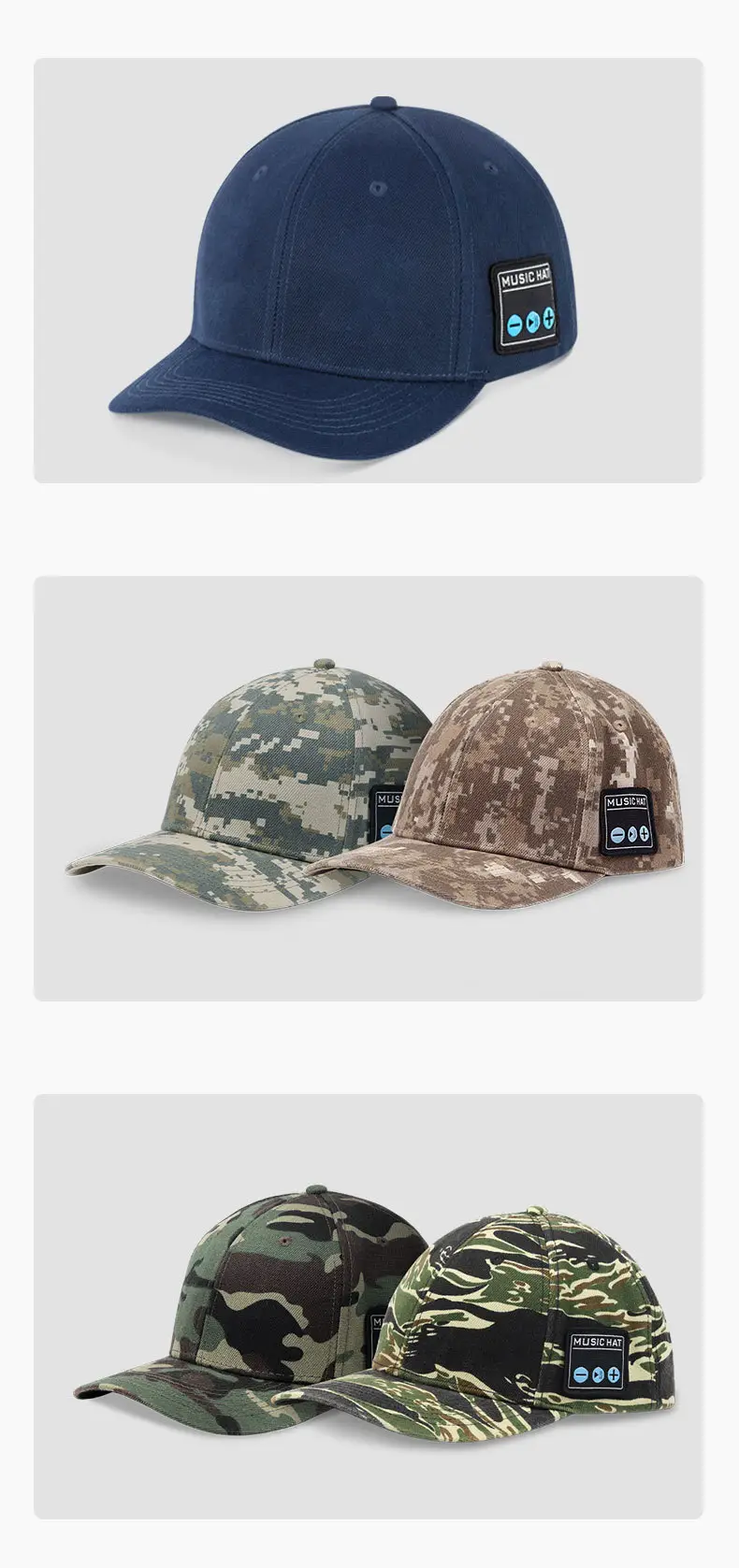 Blue Bluetooth Music Hat with Detachable Speaker — feature 16