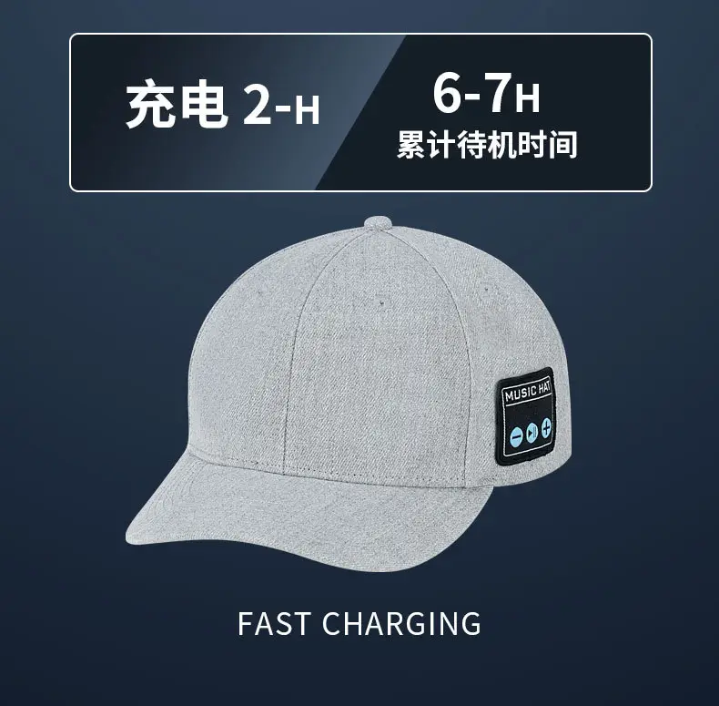 Blue Bluetooth Music Hat with Detachable Speaker — feature 6