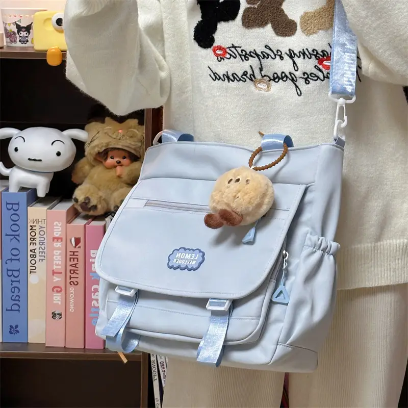 Women's Creamy Crossbody Bag with Cloud Embroidery