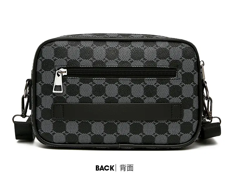 New Men's Black Checkered Mini Shoulder Bag — feature 23