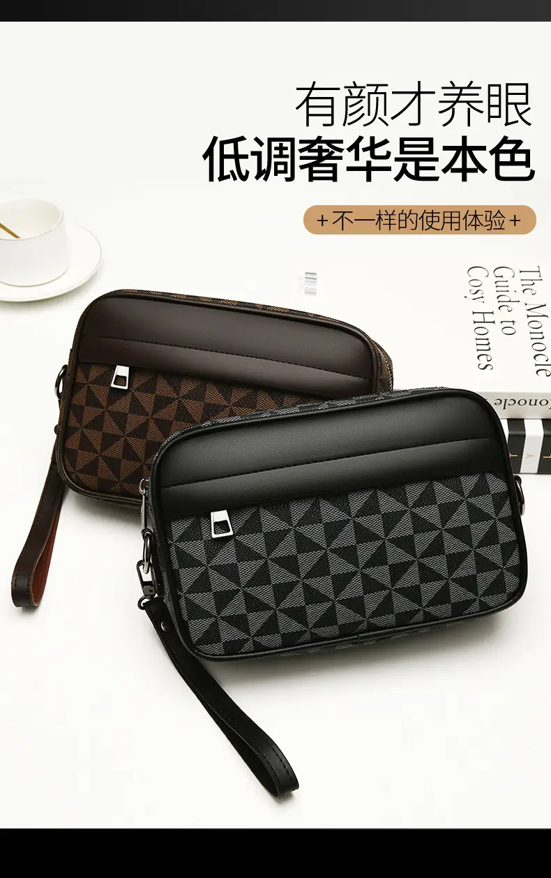 New Men's Black Checkered Mini Shoulder Bag — feature 5