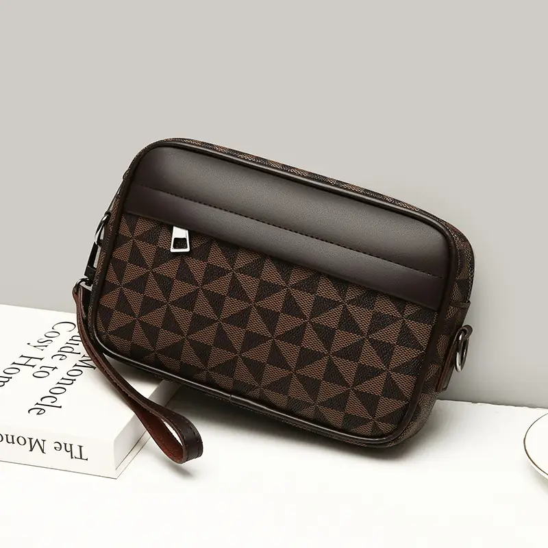 New Men's Black Checkered Mini Shoulder Bag
