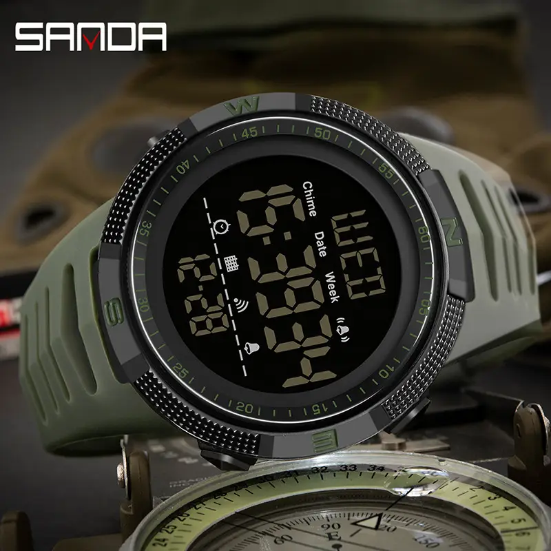 Sanda Multifunctional Digital Watch for Men Black Yellow - Image 8