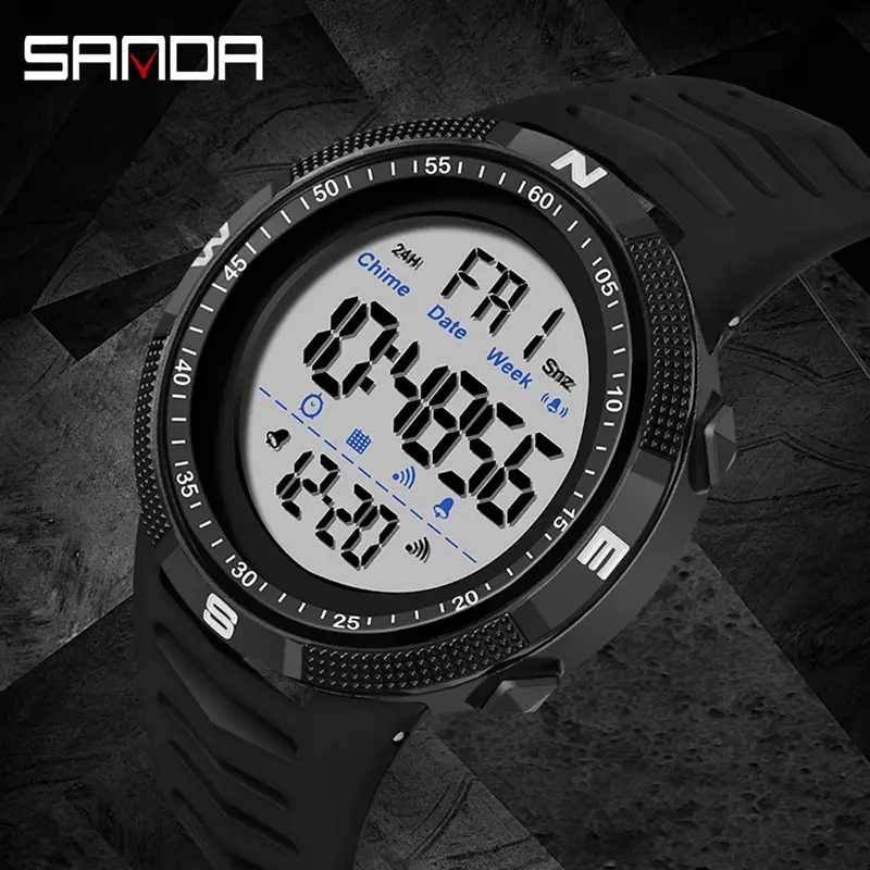 Sanda Multifunctional Digital Watch for Men Black Yellow - Image 9
