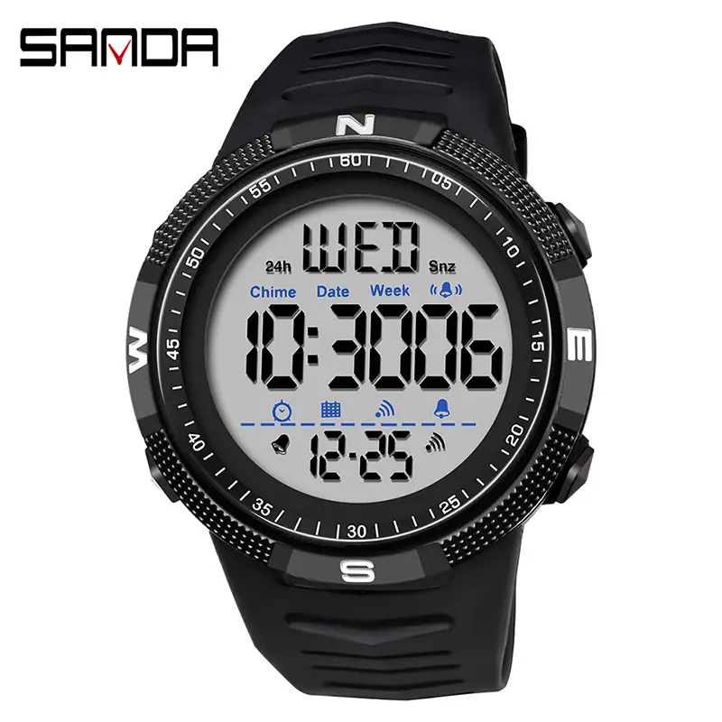 Sanda Multifunctional Digital Watch for Men Black Yellow - Image 4