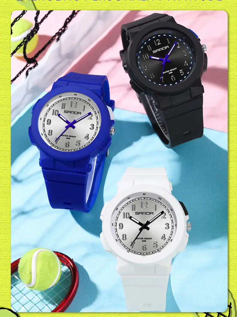 Sanda Black Red Quartz Watch for Kids — feature 28