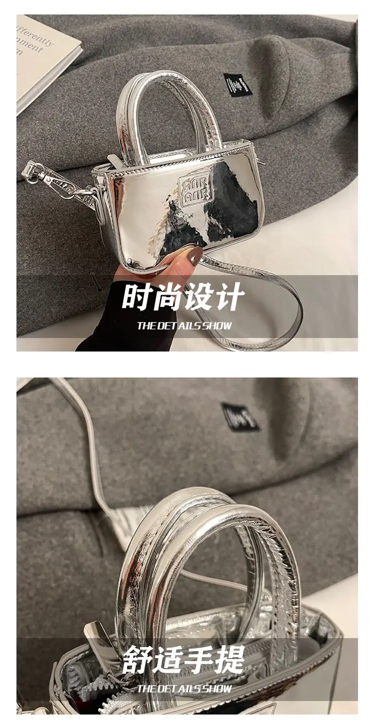 Laser Shiny Pink Mini Crossbody Bag for Girls — feature 5
