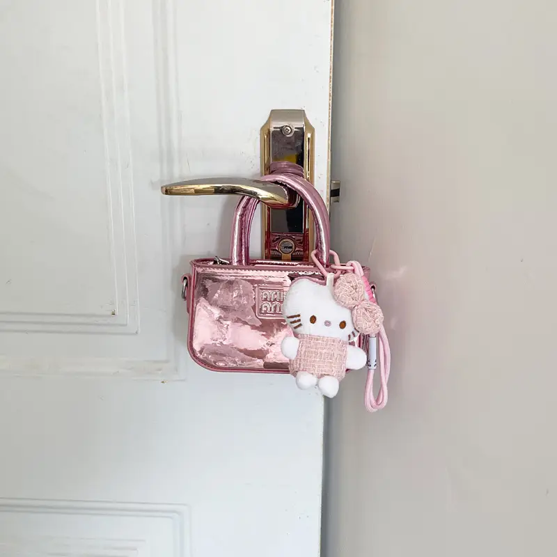 Laser Shiny Pink Mini Crossbody Bag for Girls - Image 2