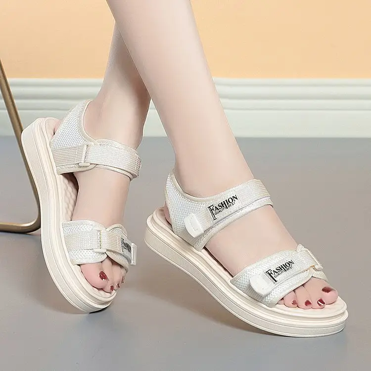 Women's Black Velcro Beach Sandals 2025 Summer — feature 2