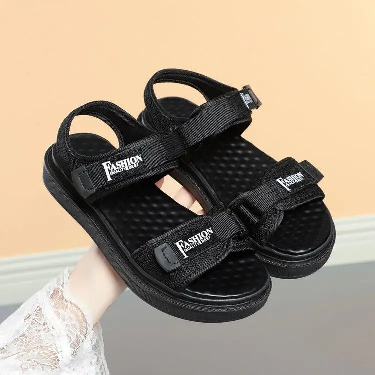 Women's Black Velcro Beach Sandals 2025 Summer — feature 8