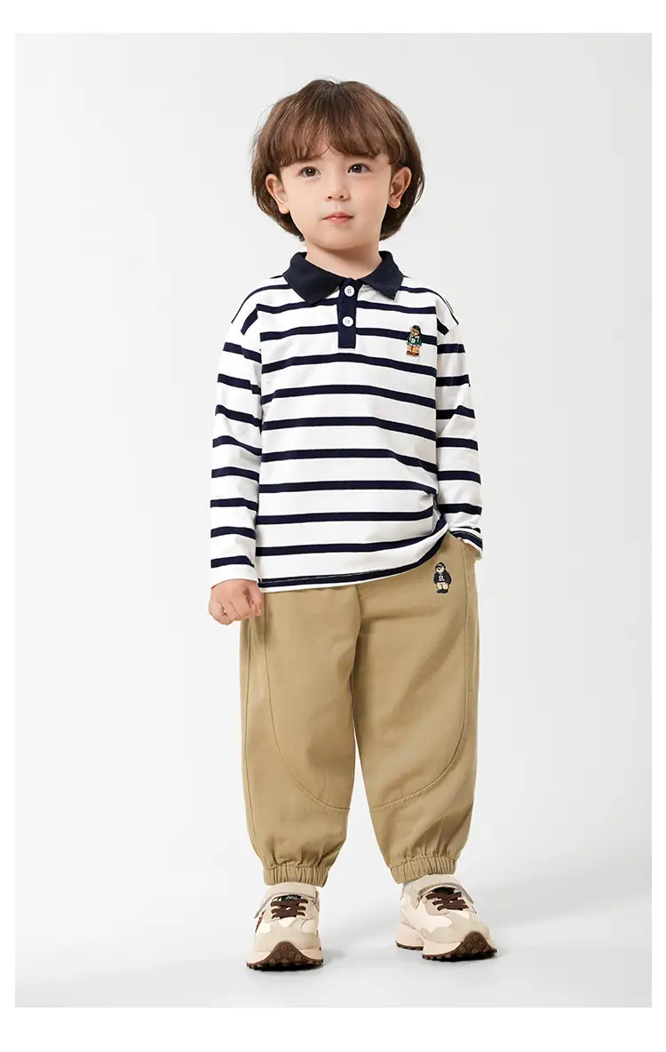 Boys Striped Polo Long Sleeve Spring T-Shirt — feature 4