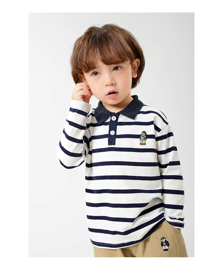 Boys Striped Polo Long Sleeve Spring T-Shirt — feature 5